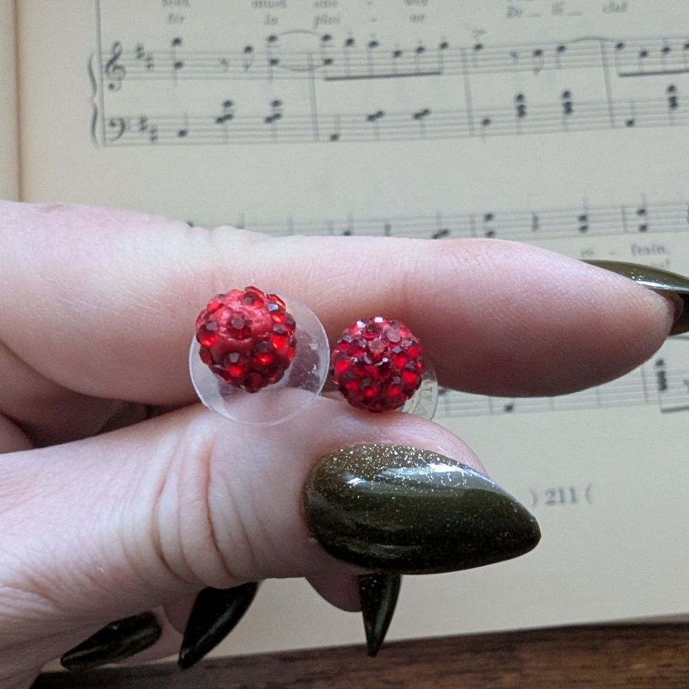 Elegant Red Crystal Stud Earrings